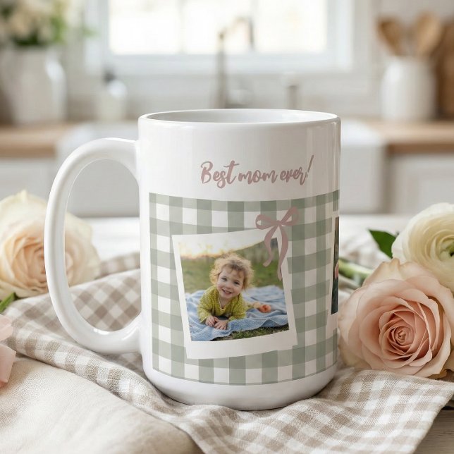 Bästa mamman någonsin fotokollage kaffemugg (Skapare uppladdad)