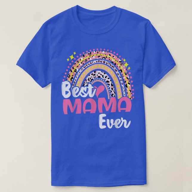 Bästa Mamman någonsin funny Rosa Leopard Rainbow M T Shirt (Design framsida)