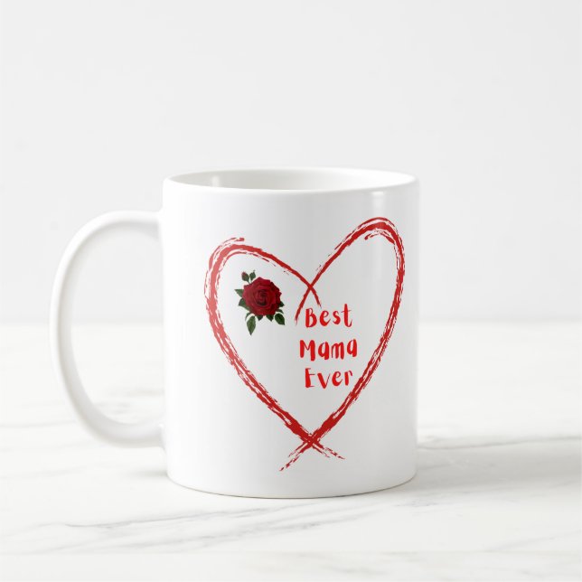 Bästa Mamman någonsin med hjärta och Ro Kaffemugg (Vänster)