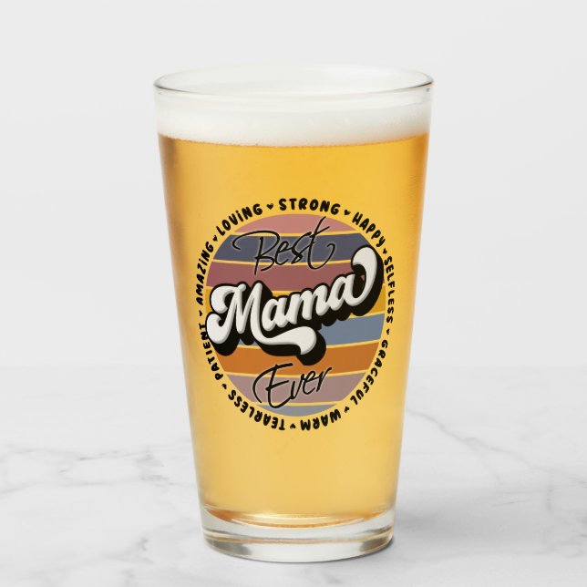 Bästa Mamman någonsin, Retro Best Mamma någonsin,  Glaskopp (Framsida fylld)