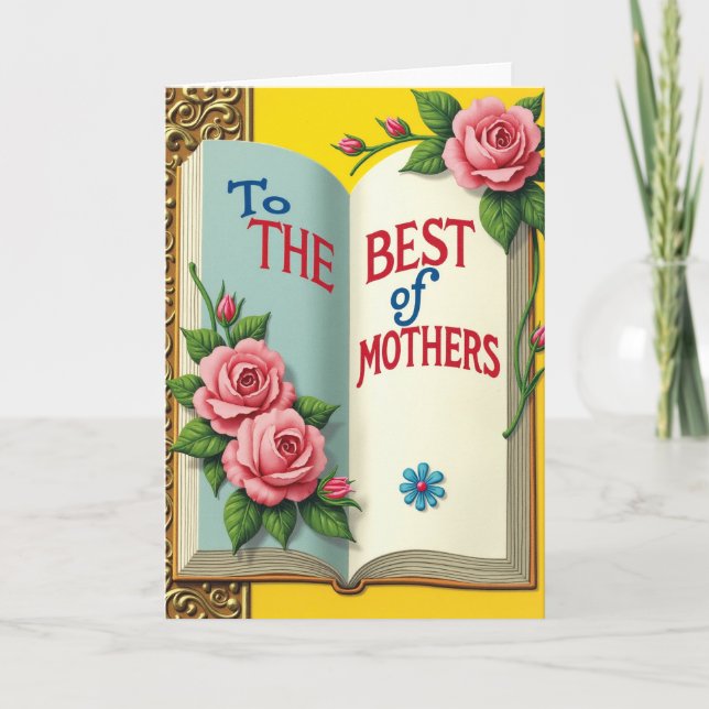 Bästa mammas öppna bok-kort kort (Framsida)