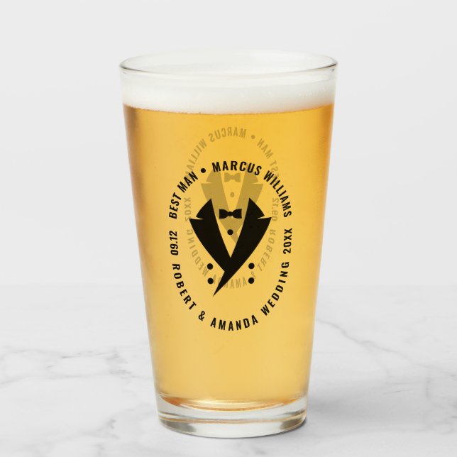 Bästa man-Eleganten Tuxedo Bröllop Glaskopp (Framsida fylld)