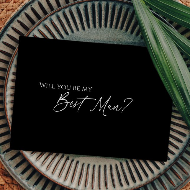 Bästa man Frieri i Modern Classic Black Bröllop Inbjudningar (Skapare uppladdad)