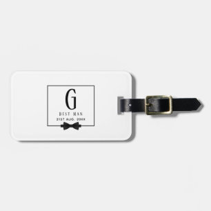 Bästa man Groomsman Monogrammed Bow Tie Tack Bagagebricka
