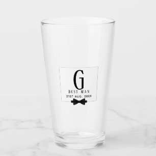Bästa man Groomsman Monogrammed Bow Tie Tack Glaskopp