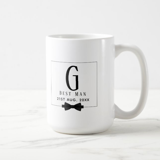 Bästa man Groomsman Monogrammed Bow Tie Tack Kaffemugg (Höger)