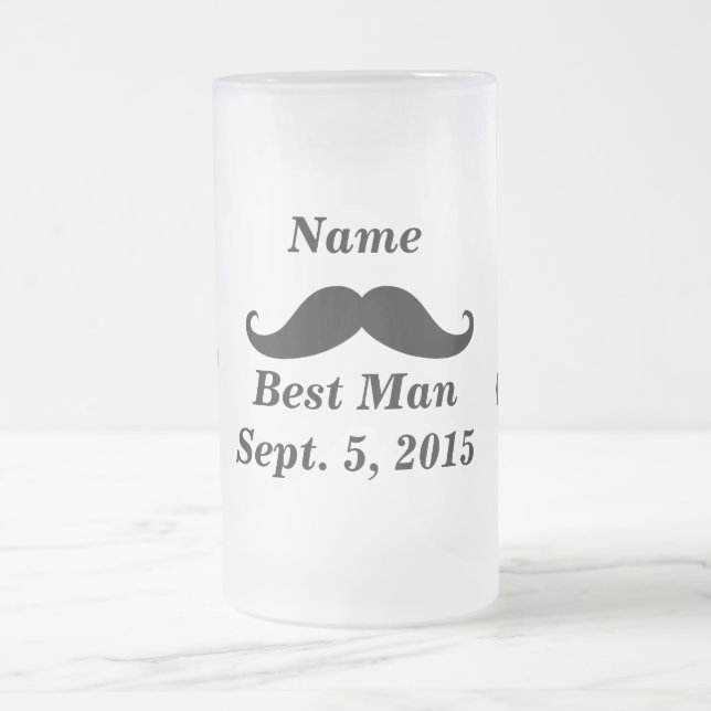 Bästa man Mustache och Top hat Frosted Glass Mugg (Center)
