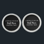 Bästa man Personligt bröllp favor Modern Monogram Cufflinks<br><div class="desc">Er bäste man kommer att tacka er kärlek i personligt bröllp för presenten/förmånen med ett modernt typsnitt. Lägg till hans namn eller monogram och en annan textrad (datum, plats i bröllop osv.) Byt färg i bakgrunden så att den stämmer överens med bröllop färger - klicka bara på "anpassa" och välj...</div>