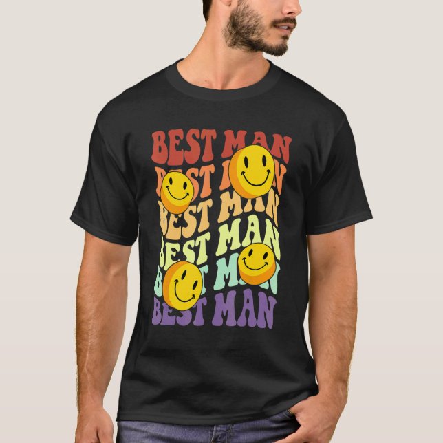 bästa man retro leende ansikte bröllopsfirande sve t shirt (Framsida)