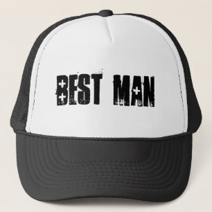 Bästa man, svart, vit groomsman truckerkeps