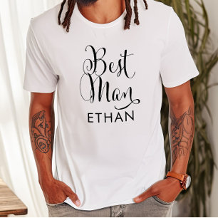 Bästa Mannen Kalligrafi Bröllopsnamn T Shirt