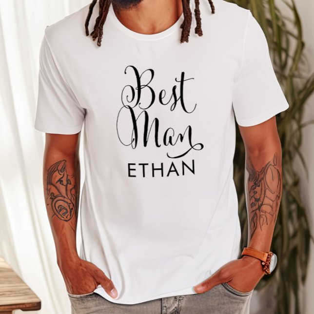 Bästa Mannen Kalligrafi Bröllopsnamn T Shirt (Skapare uppladdad)