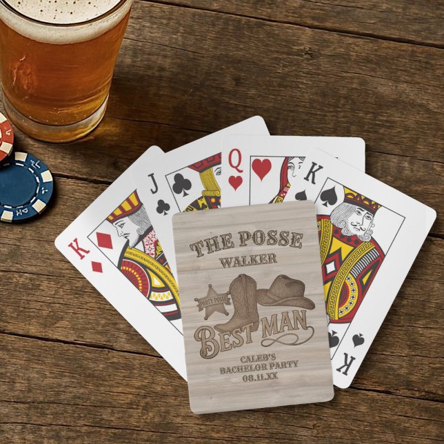 Bästa Mannen Posse Rustik Cowboy Svärmannafest Casinokort (Cowboy Best Man Playing Cards)