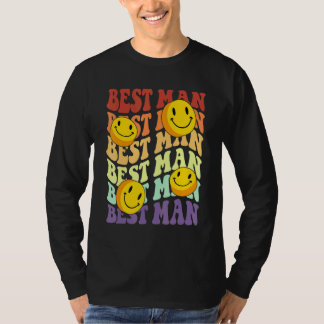 bästa mannen retro leende ansikte bröllopsfirande  t shirt