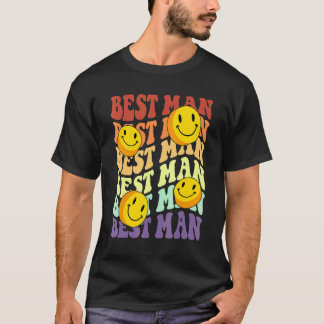 bästa mannen retro leende ansikte bröllopsfirande  t shirt