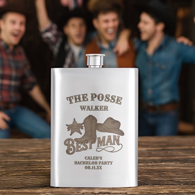 Bästa Mannen Rustik Cowboy Posse Sängkammarfest Fickplunta (Skapare uppladdad)