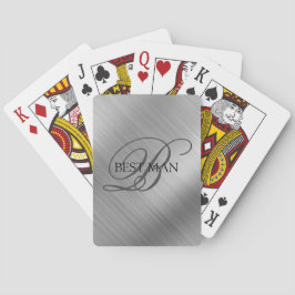Bästa mannens monogram borstat silver casinokort