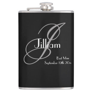 Bästa mans gåva Svart Vit Skrift Elegant Monogram Fickplunta