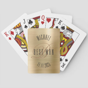 Bästa mans monogram bröllopsspelkort casinokort