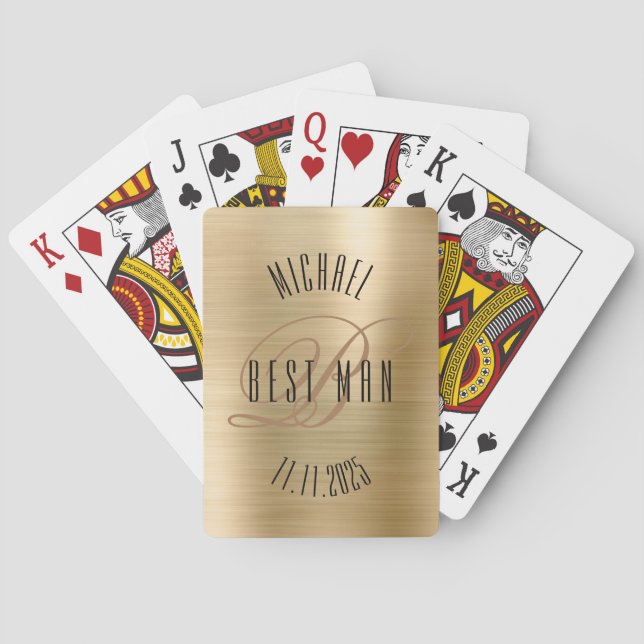 Bästa mans monogram bröllopsspelkort casinokort (Baksidan)