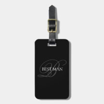 Bästa mans monogram svart grå resväskemärke