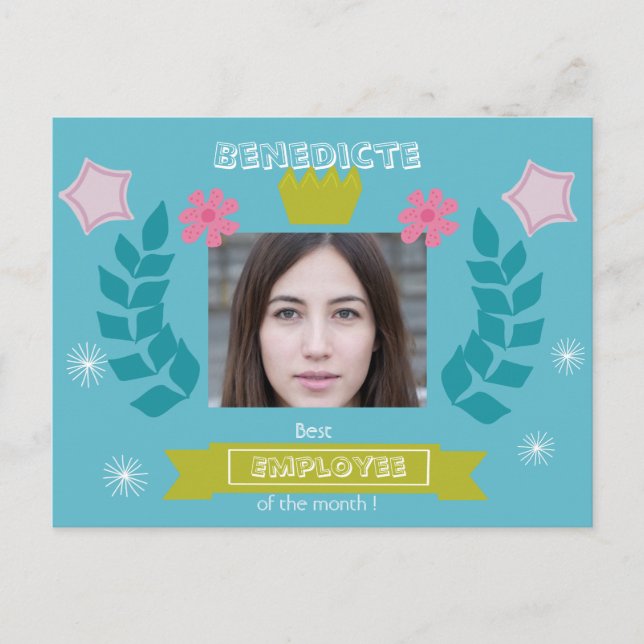 Bästa medarbetare för månaden - grattis - fotojobb vykort (Framsida)