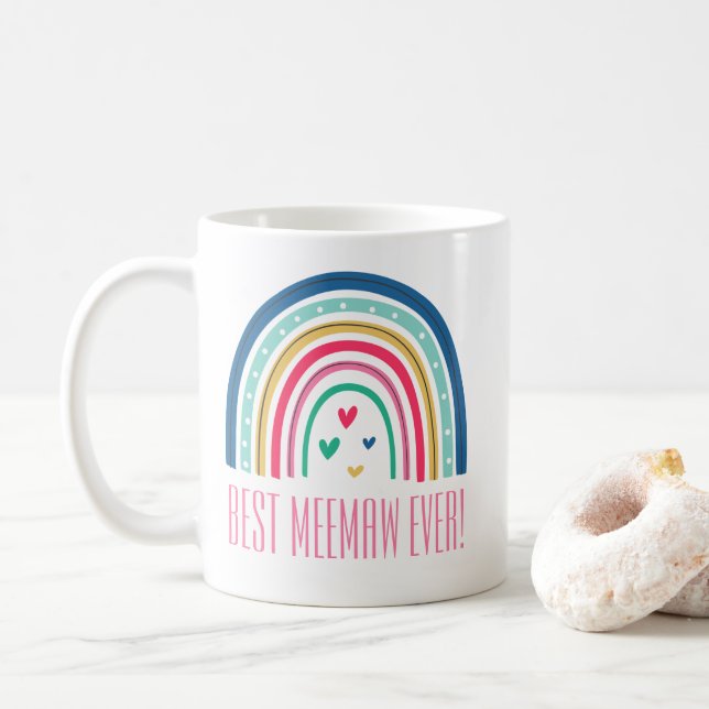 Bästa Meemaw Någonsin Regnbåge Kaffemugg (Med munk)