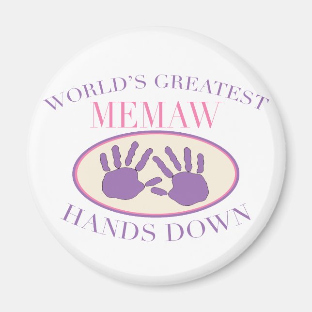 Bästa Memaw Händer ner T-shirt Magnet (Framsidan)