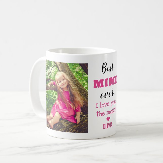 Bästa Mimi någonsin Älskar dig mest Barnbarn 2 Fot Kaffemugg (Framsida vänster)