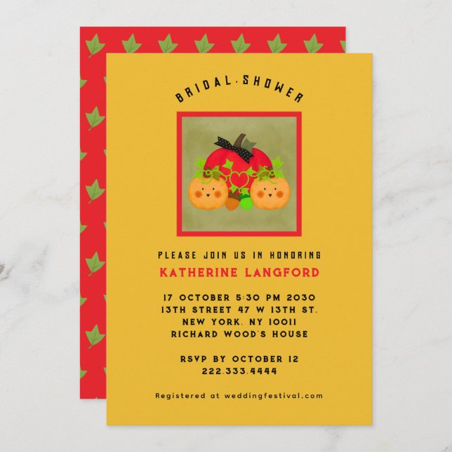 Bästa Möhippan för Autumn Halloween Inbjudningar (Fram/baksida)