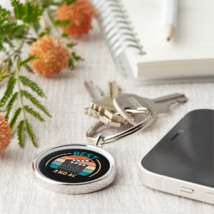 Bästa möjliga andra AC - Premium Round Keychain i Rund Silverfärgad Nyckelring