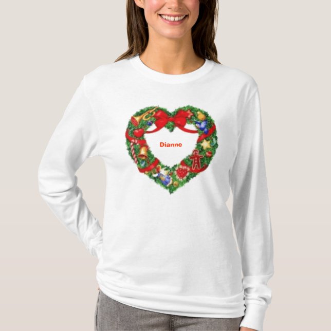 Bästa Monogrammed damer för julkran T-shirt (Framsida)