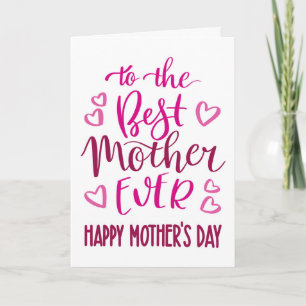 Bästa Mor någonsin Mors dag-typografi i Rosa Kort