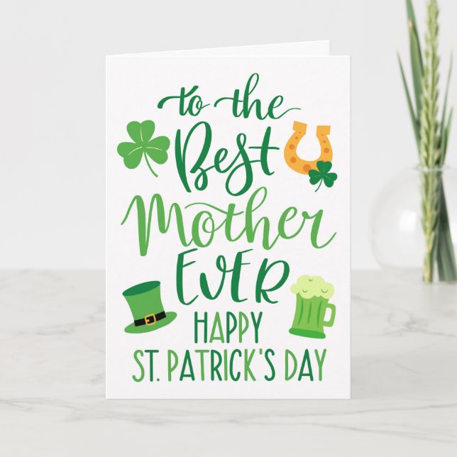 Bästa Mor någonsin-St patrick's day-typografi Kort (Framsida)