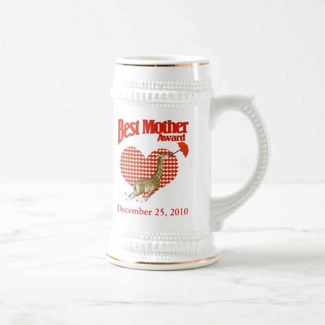 Bästa Mor-utmärkelsen Giraffe Stein med hjärtan Sejdel (Höger)