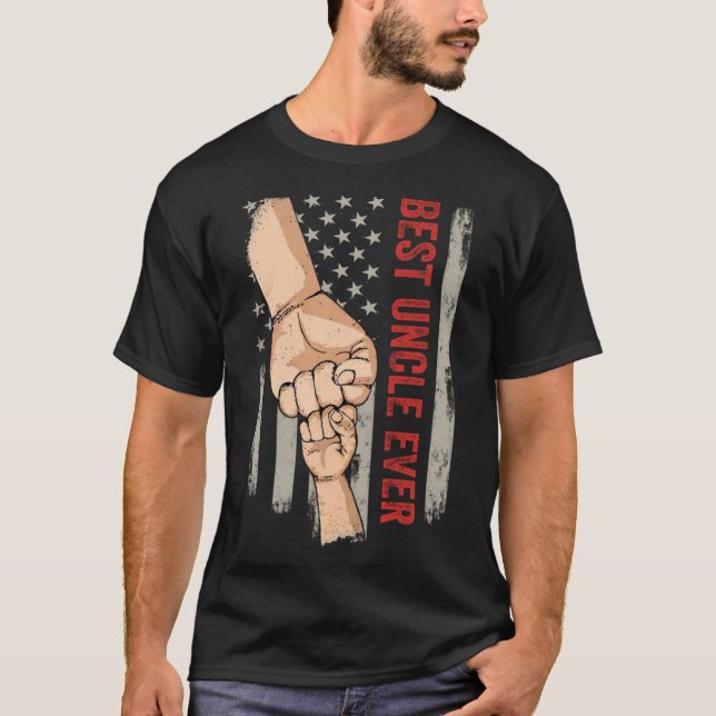 Bästa morbror Aldrifist Bump American Flagga Funny T Shirt (Framsida)