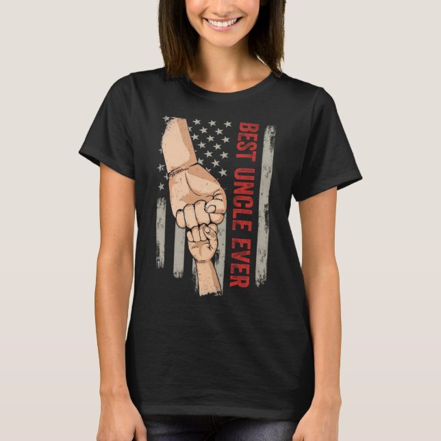 Bästa morbror Aldrifist Bump American Flagga Funny T Shirt (Framsida)