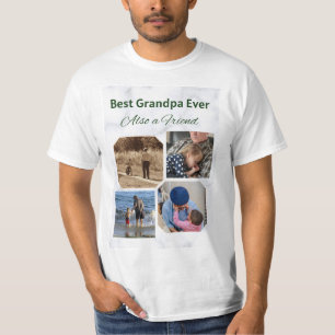 Bästa morfar Aldrig 4-fotokollage, skriptskjorta T Shirt