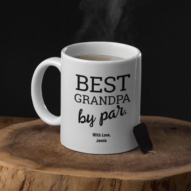 Bästa morfar efter Par Modern Black white Anpassni Kaffemugg (Modern typography Best grandpa by par custom mug.)