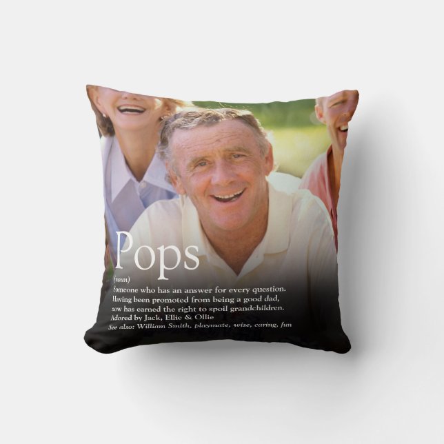 Bästa morfar, morfar, Pappa-definitionsfoto Kudde (Framsida)