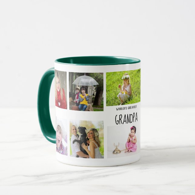 Bästa morfar någonsin, 10 x fotokollage Grandchild Mugg (Framsida vänster)