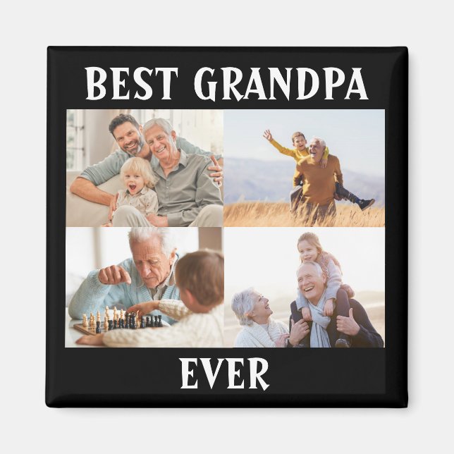 Bästa morfar någonsin 4 fotokollage Skapar din ege Magnet (Framsidan)