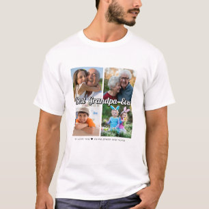 Bästa morfar någonsin 4 Photo Collage Personlig T Shirt