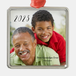 Bästa morfar nånsin morförälderns dagfoto julgransprydnad metall