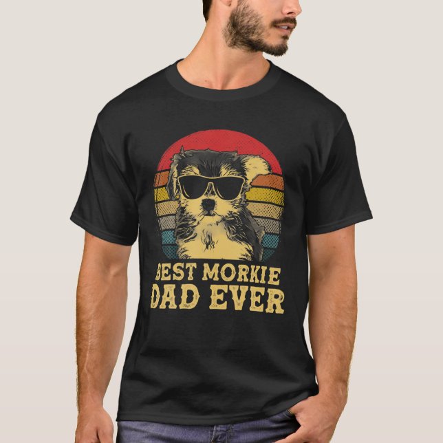 Bästa Morkie Pappa någonsin Hundälskare Retro-Vint T Shirt (Framsida)