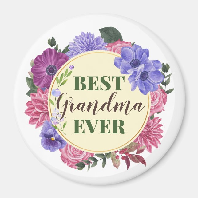Bästa mormor Alltid blommigt andedräkt Magnet (Framsidan)