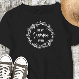 Bästa mormor Alltid Flower WAN Black T-Shirt