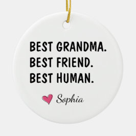 Bästa mormor bästa vän bästa människa julgransprydnad keramik