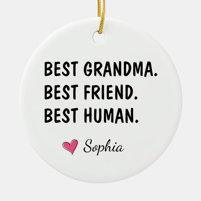 Bästa mormor bästa vän bästa människa julgransprydnad keramik (Framsidan)