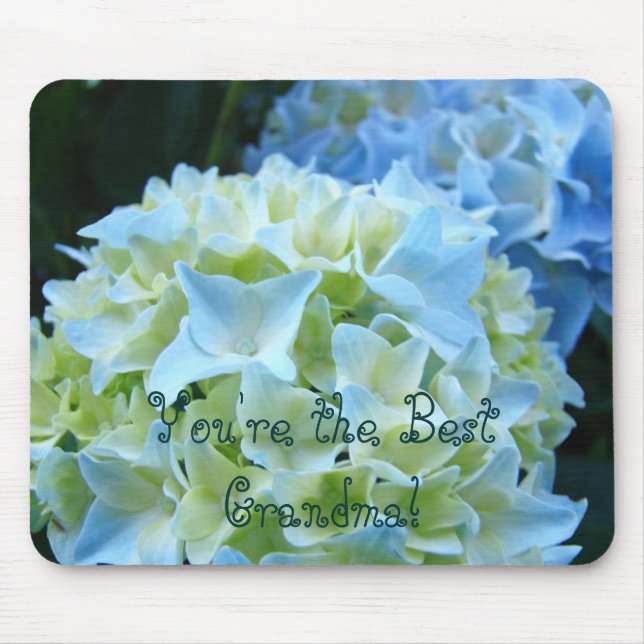 Bästa mormor Blå Hydrangea Blommor musmattor (Framsidan)